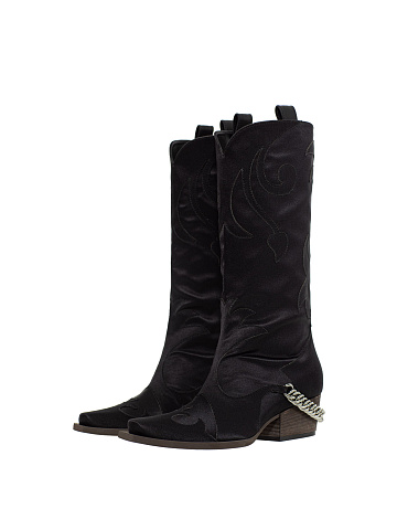 Black Cossacks Made Of Satin And Suede With Chain, 1