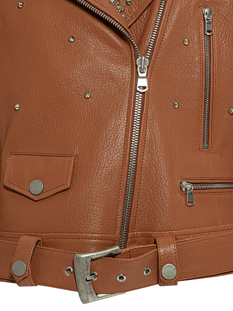 Brown Studded Leather Biker Jacket , 3 Brown Studded Leather Biker Jacket , 3