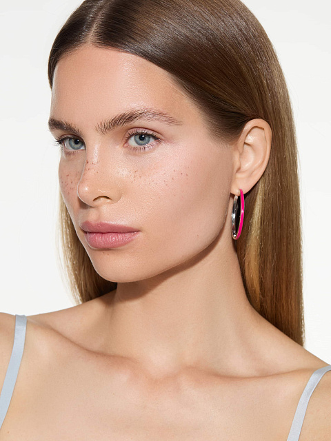 Medium white gold hoops with Tutti Frutti-colored enamel, 3