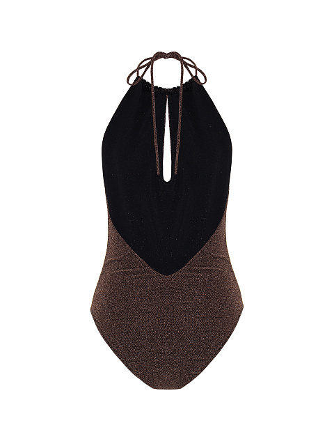 Brown Lurex Jersey Bodysuit, 4