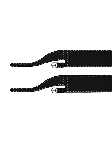 Black Leather Wide Double Belt, 2
