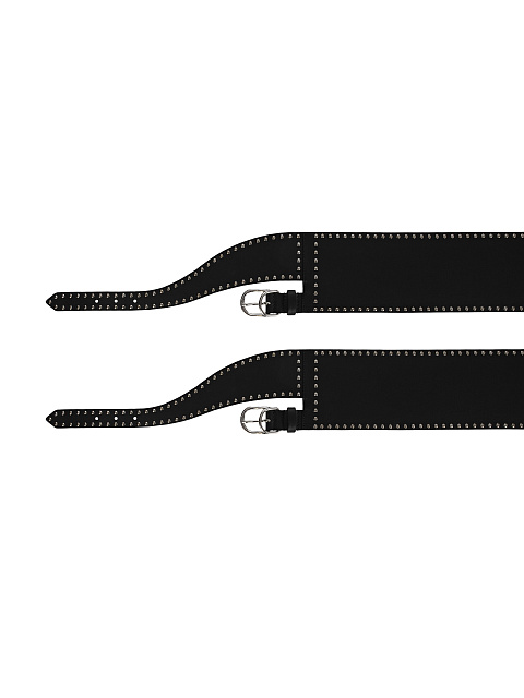 Black Leather Wide Double Belt, 2