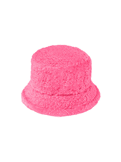 LY Embroidered Pink Faux Fur Bucket Hat, 2