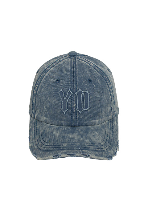 Light Blue Suede Trim YD Washed Denim Cap, 2
