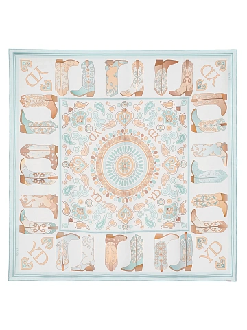 White silk scarf with western-style print, 1