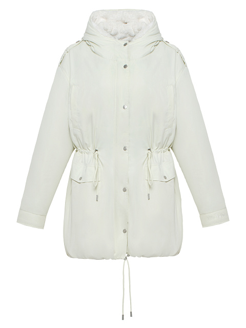 Milk-colored parka made of raincoat fabric with faux fur, 1 Milk-colored parka made of raincoat fabric with faux fur, 1