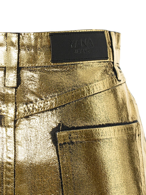 Gold-plated Denim Mini Skirt With Lace, 5