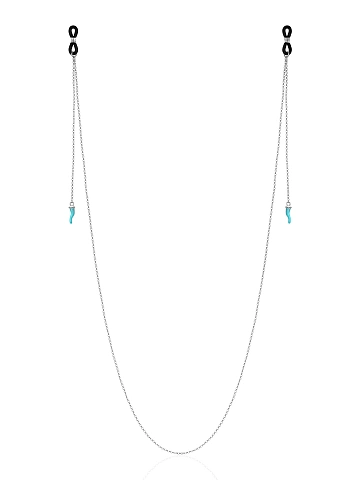 Silver & Light Blue Enamel Sunglass Chain, 1