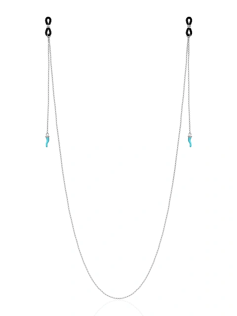 Silver & Light Blue Enamel Sunglass Chain, 1