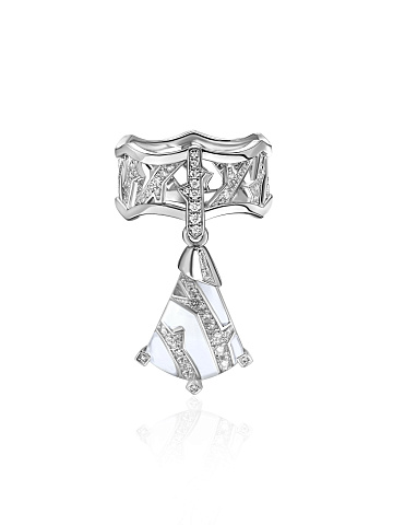 White gold ring with pendant and rock crystal, 1