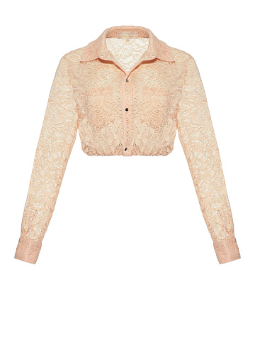 Pink Cropped Lace Blouse, 1