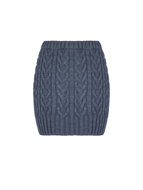 Blue Cable Knit Mini Skirt, 1