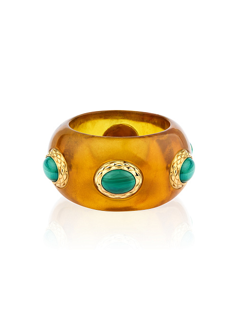 Amber bracelet with malachite, 1