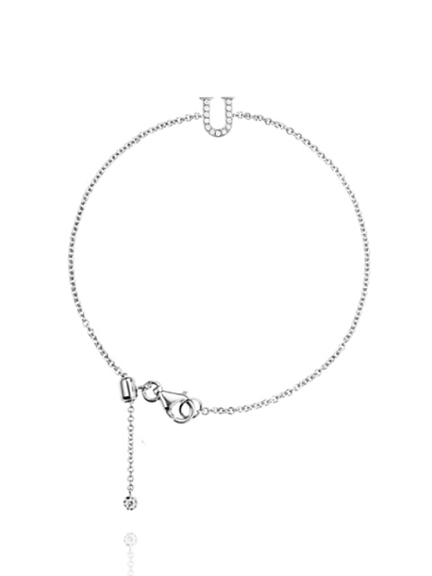 White Gold & Diamonds Letter "U" Bracelet, 1