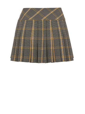 Grey & Beige Checked Mini Skirt, 2