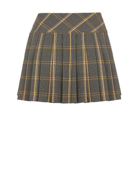 Grey & Beige Checked Mini Skirt, 2
