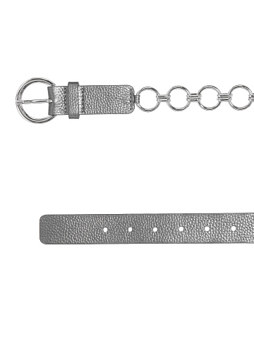 Gray leather belt with chain, 2