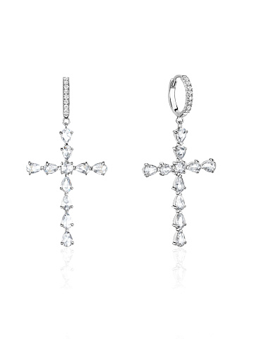 White gold hoops with crosses, 1