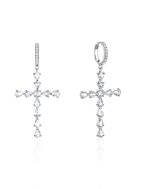White gold hoops with crosses, 1