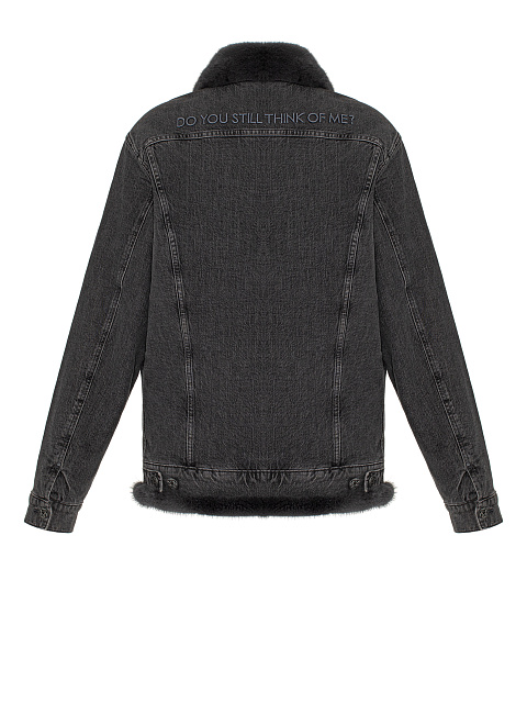 Dark Grey Denim & Mink Fur Jacket, 2 Dark Grey Denim & Mink Fur Jacket, 2