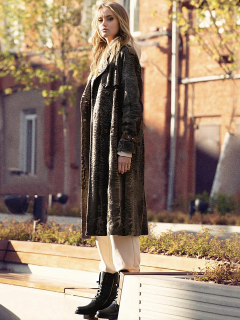 Brown Caracul Trench Coat, 5