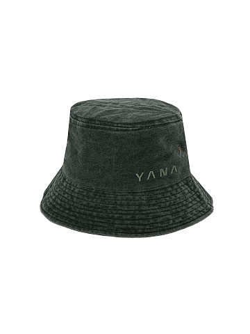 Dark Green "Yana" Embroidery Cotton Bucket Hat, 1