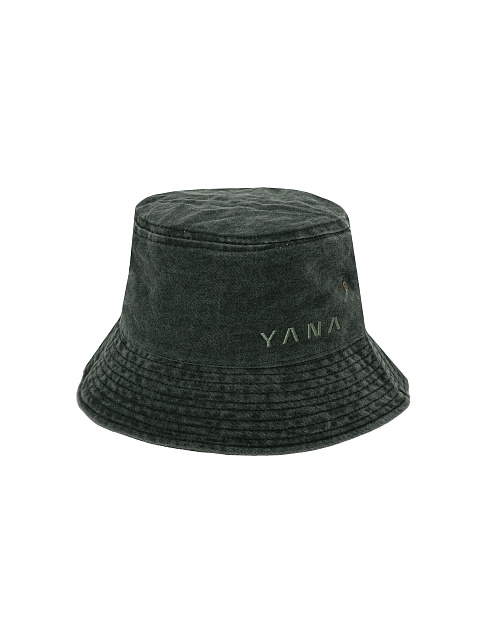 Dark Green "Yana" Embroidery Cotton Bucket Hat, 1