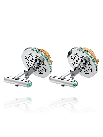 Palladium & Emerald Frog Cufflinks, 2
