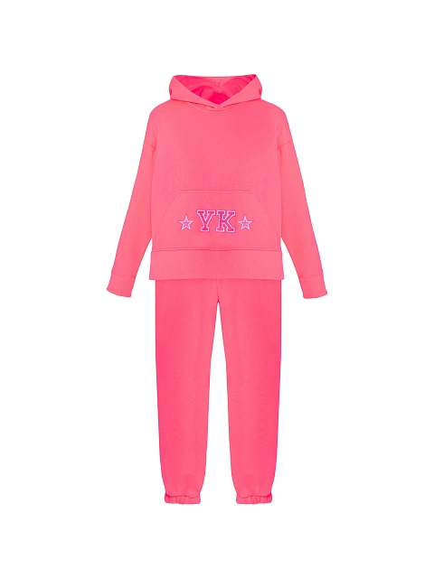 Kid's Bright Pink "YK" Embroidered Jersey Tracksuit, 1