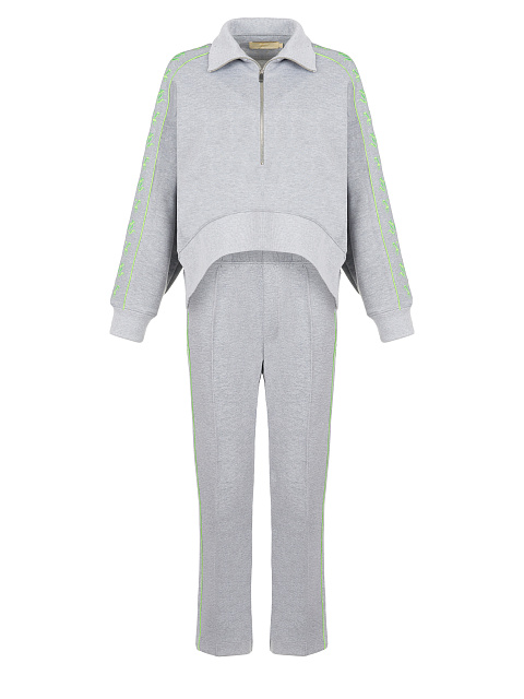 Grey & Neon Green YD Embroidered Jersey Suit, 1 Grey & Neon Green YD Embroidered Jersey Suit, 1