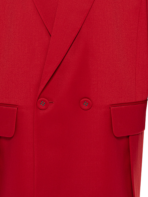 Red Double Breasted Wool Jacket, 3