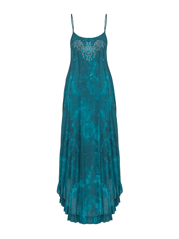 Turquoise Viscose Sundress With Crystals, 2