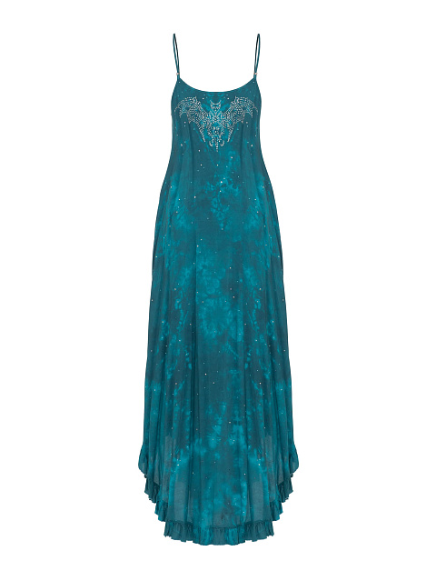 Turquoise Viscose Sundress With Crystals, 2 Turquoise Viscose Sundress With Crystals, 2