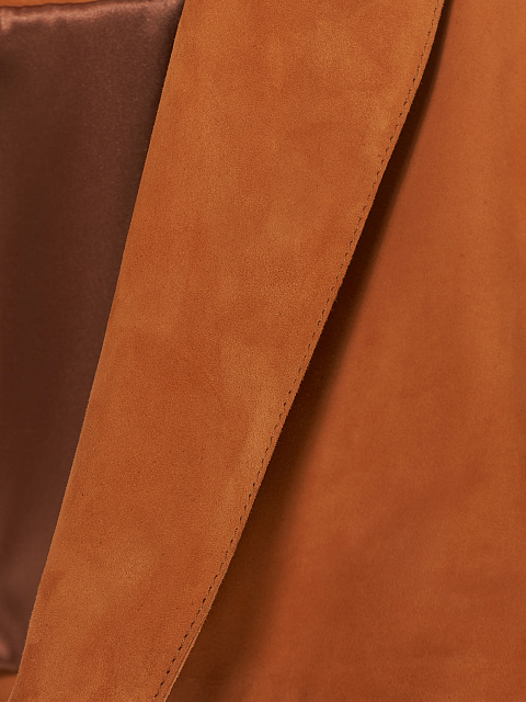 Brown Cropped Suede Blazer, 3