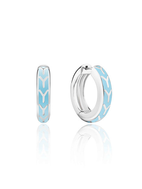 Small white gold hoops with light blue enamel, 1