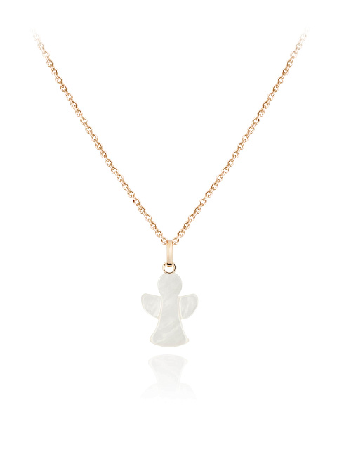 Rose gold necklace with a carved mother-of-pearl pendant, 1 Rose gold necklace with a carved mother-of-pearl pendant, 1