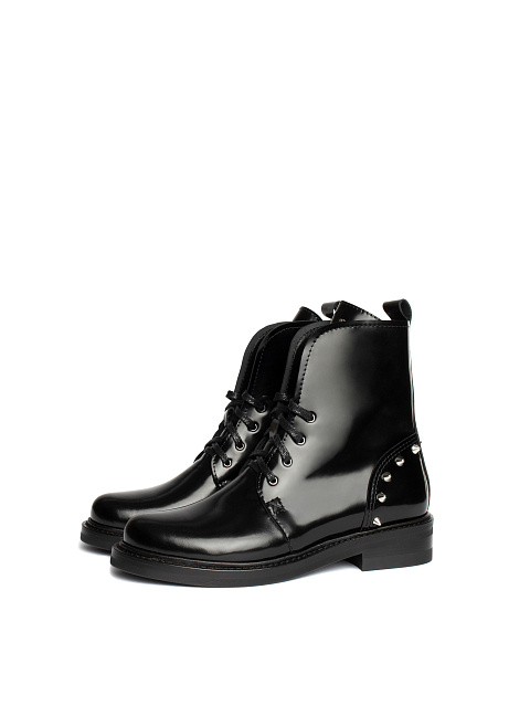 Black Patent Leather Spike Boots, 1