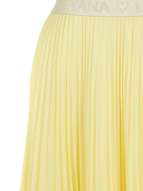 Yellow Pleated Asymmetric Midi Skirt, 3