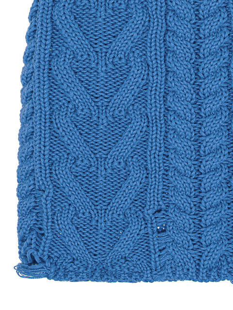 Blue Distressed Cotton Beanie, 2