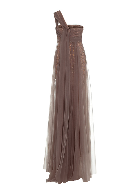 Brown maxi dress with crystals, 4