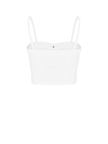 White Distressed Denim Top, 2