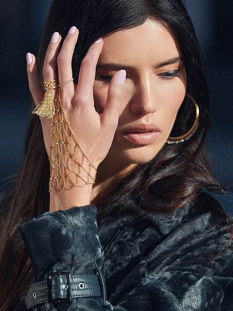 Gold & Yellow Briolette Diamond & Yellow Round Diamond Tassel Ring, 6