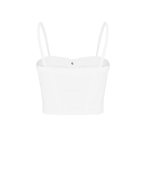 White Distressed Denim Top, 2