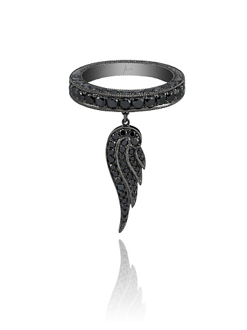 Black Gold & Black Diamonds Wing Ring, 1