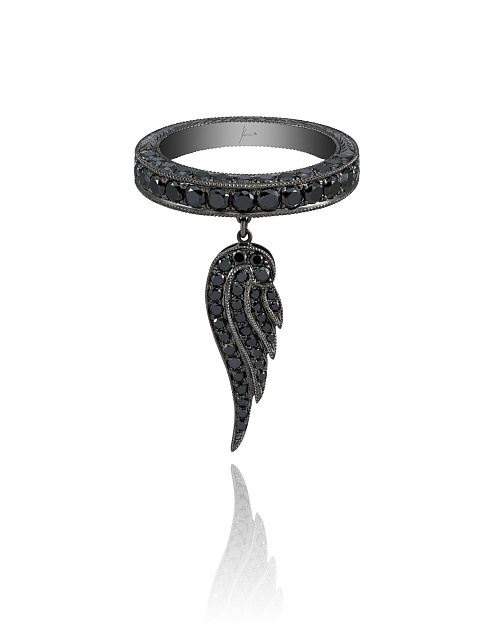 Black Gold & Black Diamonds Wing Ring, 1