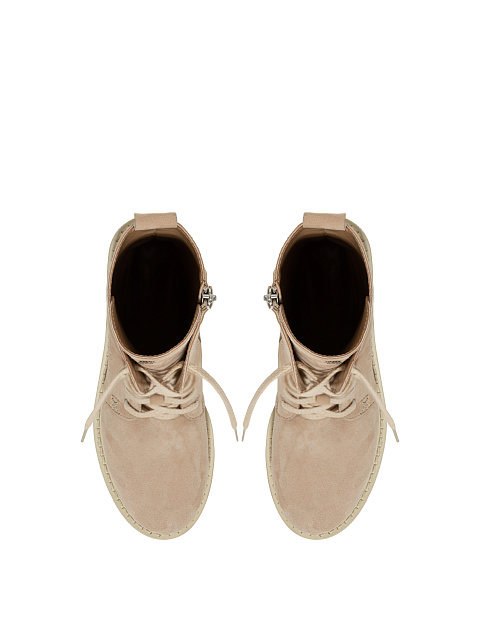 Beige Tall Lace Up Boots, 4