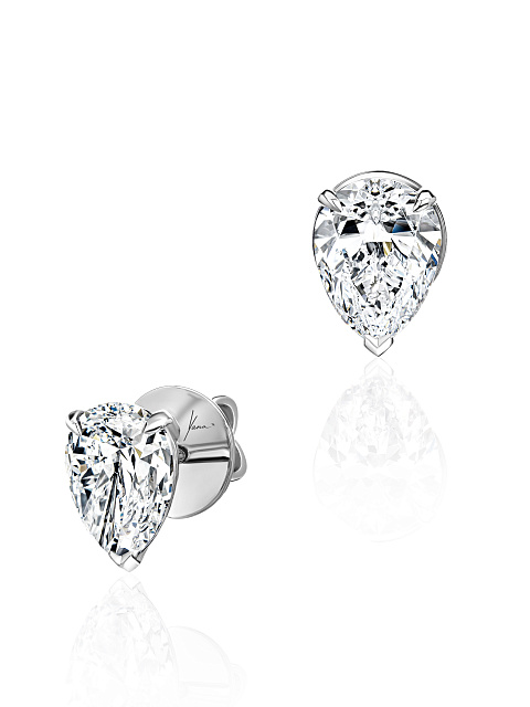 Pear Cubic Zirconia & White Gold Earrings, 1 Pear Cubic Zirconia & White Gold Earrings, 1