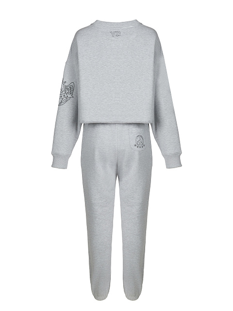 Grey Jersey Set With Cropped Sweatshirt, 2