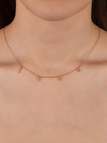 Rose Gold & Round-cut Diamonds "Love" Necklace, 2