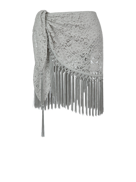 Grey Lace Mini Wrap Skirt, 1